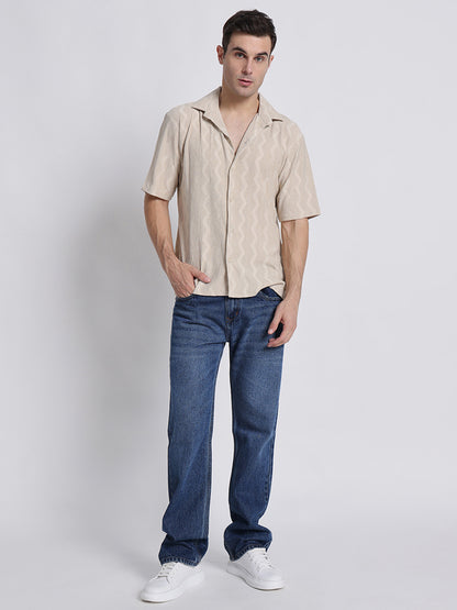 Zikzak Solid Cream Comfort Fit Shirt