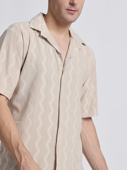 Zikzak Solid Cream Comfort Fit Shirt