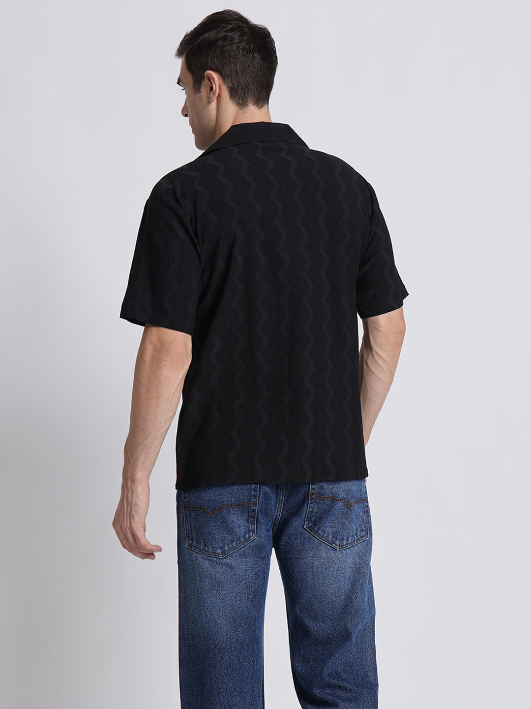 Zikzak Solid Black Comfort Fit Shirt