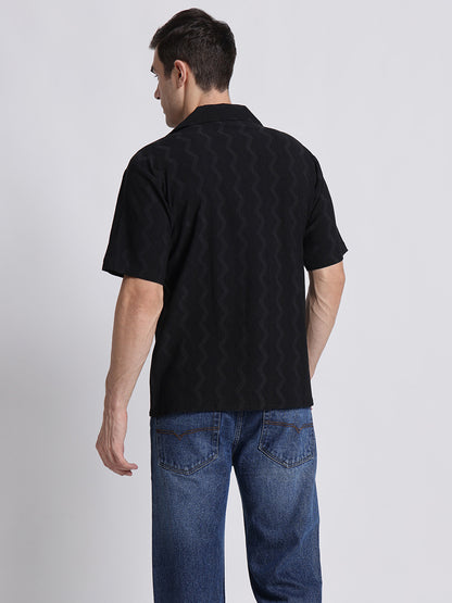 Zikzak Solid Black Comfort Fit Shirt