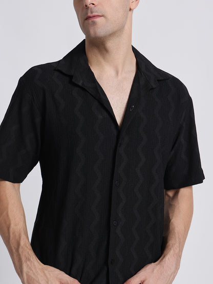 Zikzak Solid Black Comfort Fit Shirt